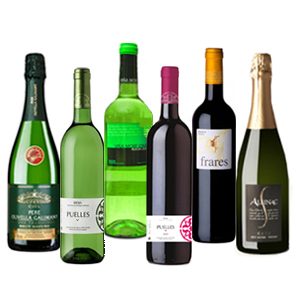 Wijnpakket Assorti, 2 rood, 2 wit, 2 Cava
