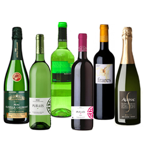 Wijnpakket Assorti, 2 rood, 2 wit, 2 Cava